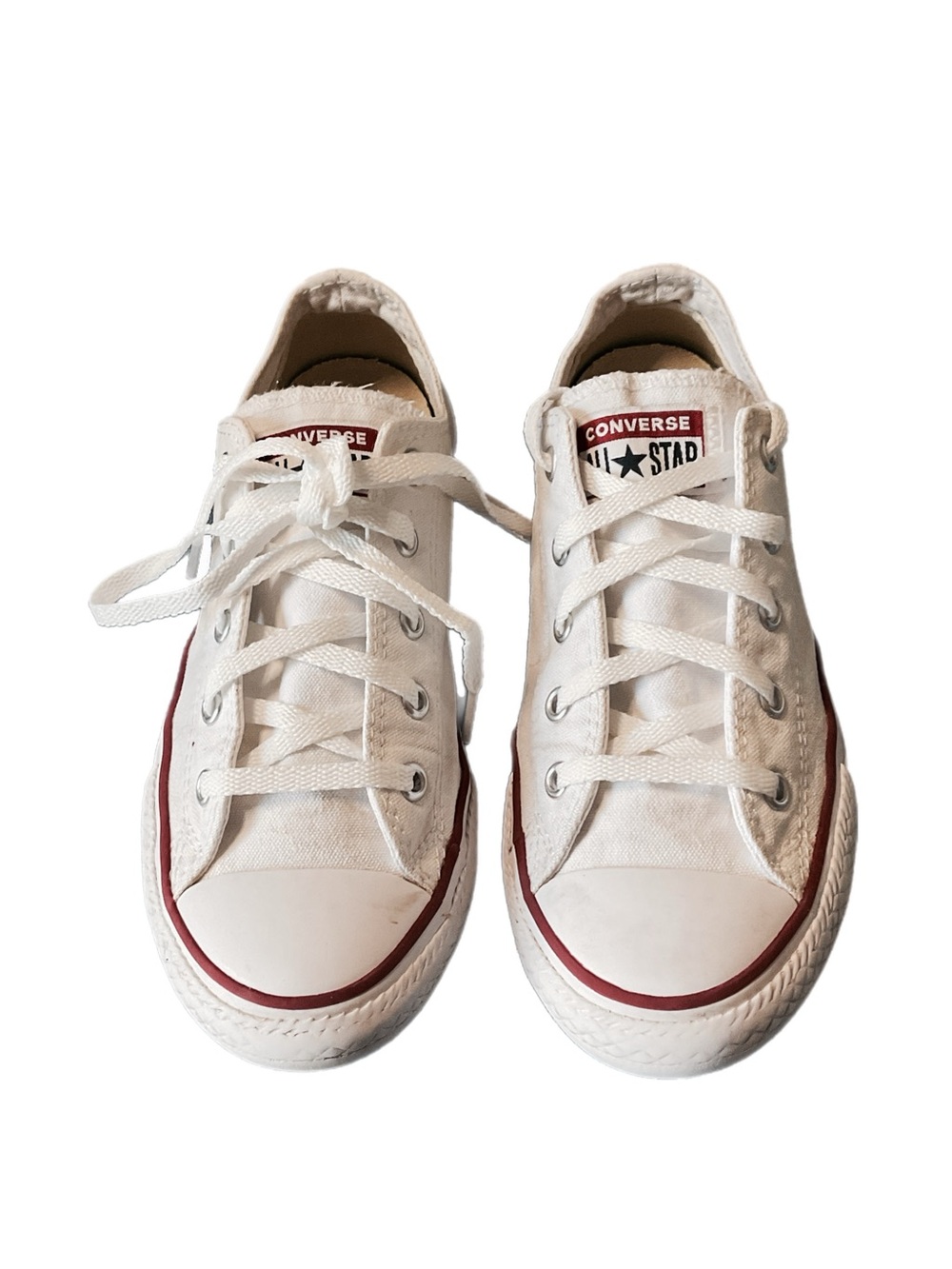 CONVERSE All Star Chuck Taylor Youth Sz 2 White Lo Top Sneakers Unisex